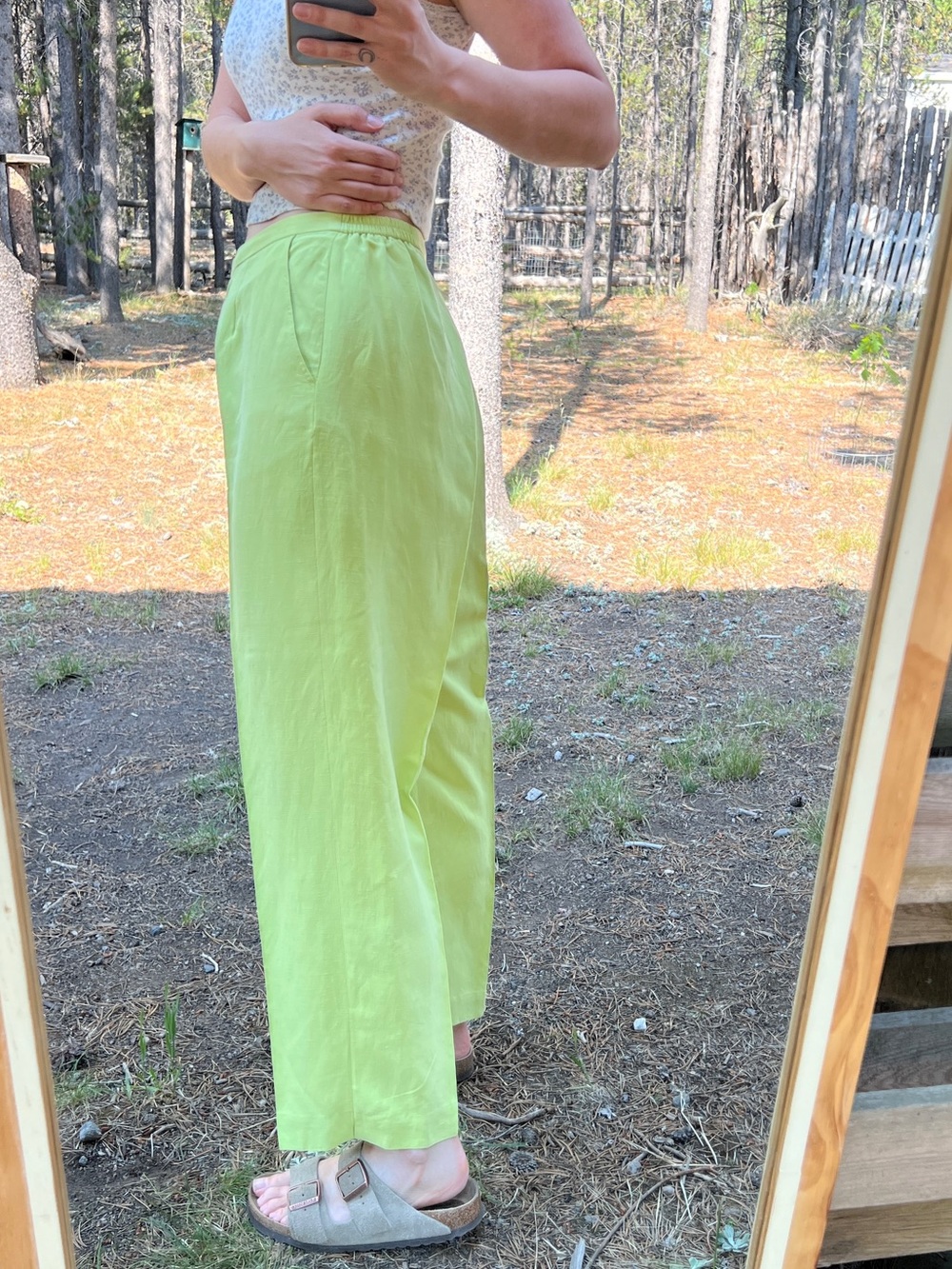๐ VINTAGE LAURA ASHLEY LIME GREEN SILK LINEN TROUSERS - Picture 2 of 7